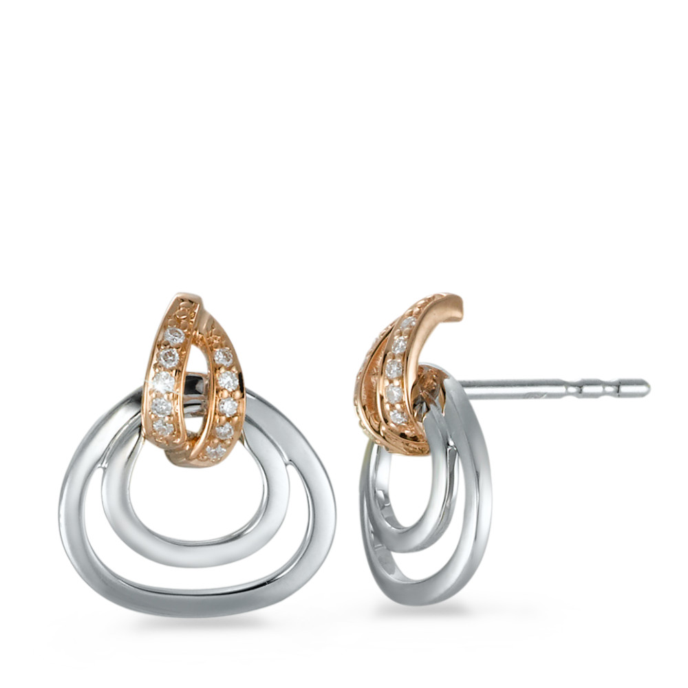 Clous d'oreilles Or rouge 18K, Or blanc 18K Diamant 0.06 ct, 20 Pierres, brillant, w-si-573372
