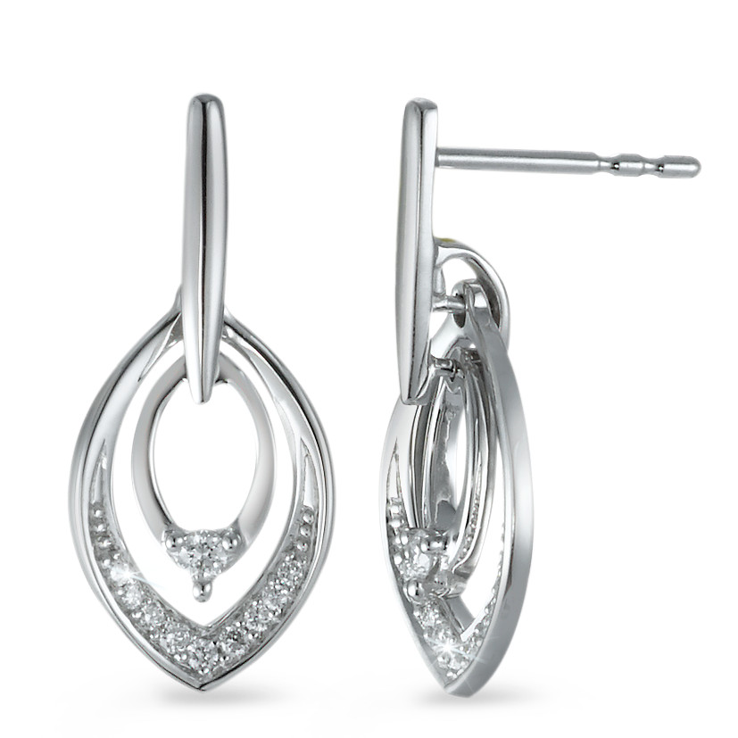 Pendant d'oreilles Or blanc 18K Diamant 0.12 ct, 20 Pierres, brillant, w-si-573376