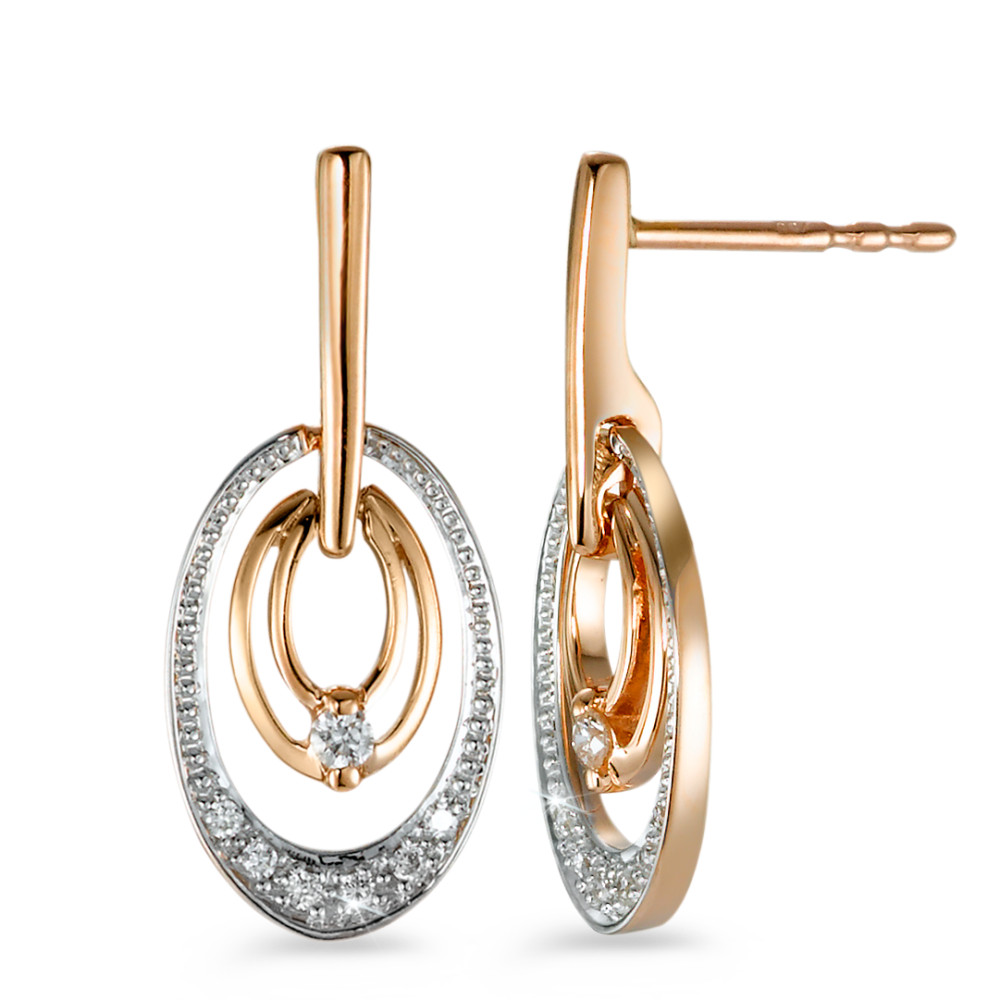 Pendant d'oreilles Or rouge 18K Diamant 0.10 ct, 14 Pierres, brillant, w-si-573378