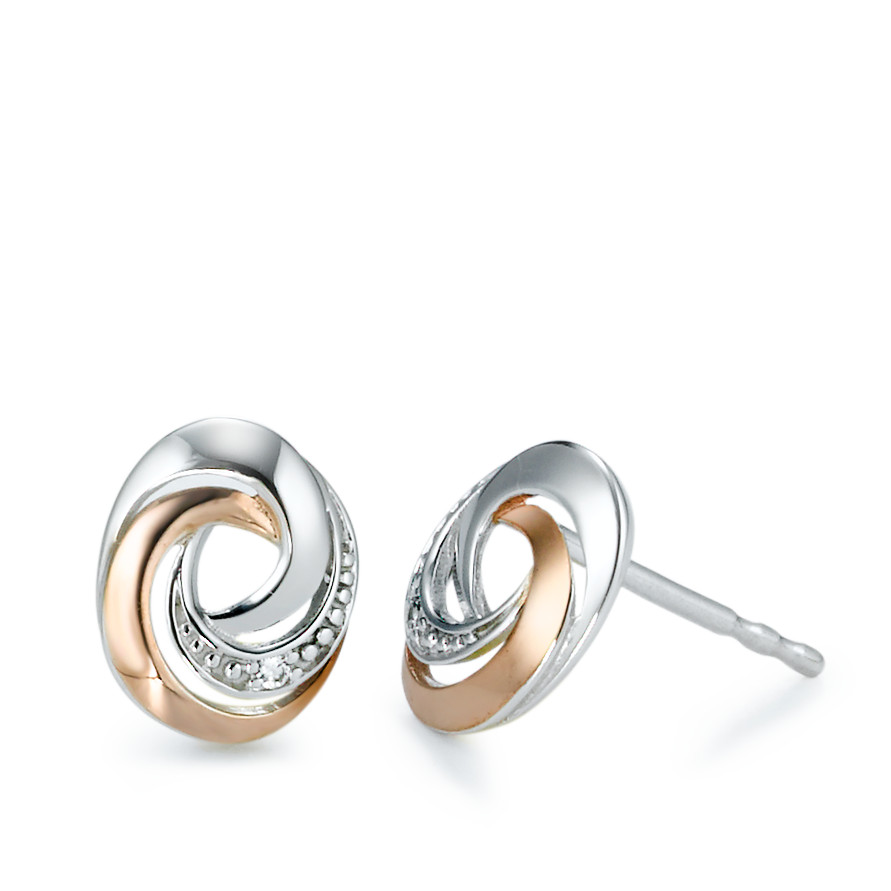 Clous d'oreilles Or blanc 9K Zircone 2 Pierres-573405