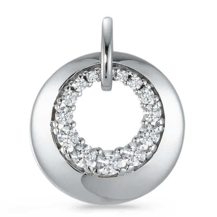Pendentif Or blanc 9K Zircone 13 Pierres Ø13 mm-573406