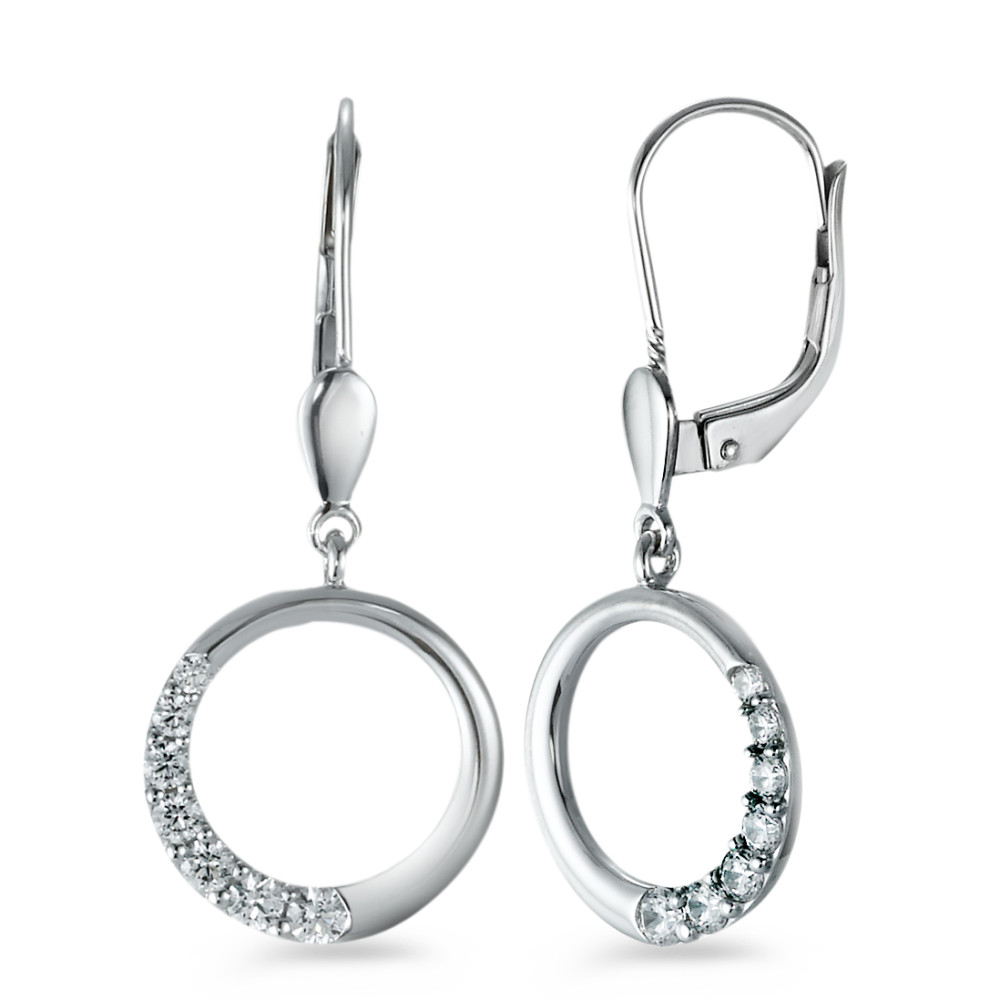 Pendant d'oreilles Or blanc 9K Zircone 14 Pierres Ø12 mm-573415
