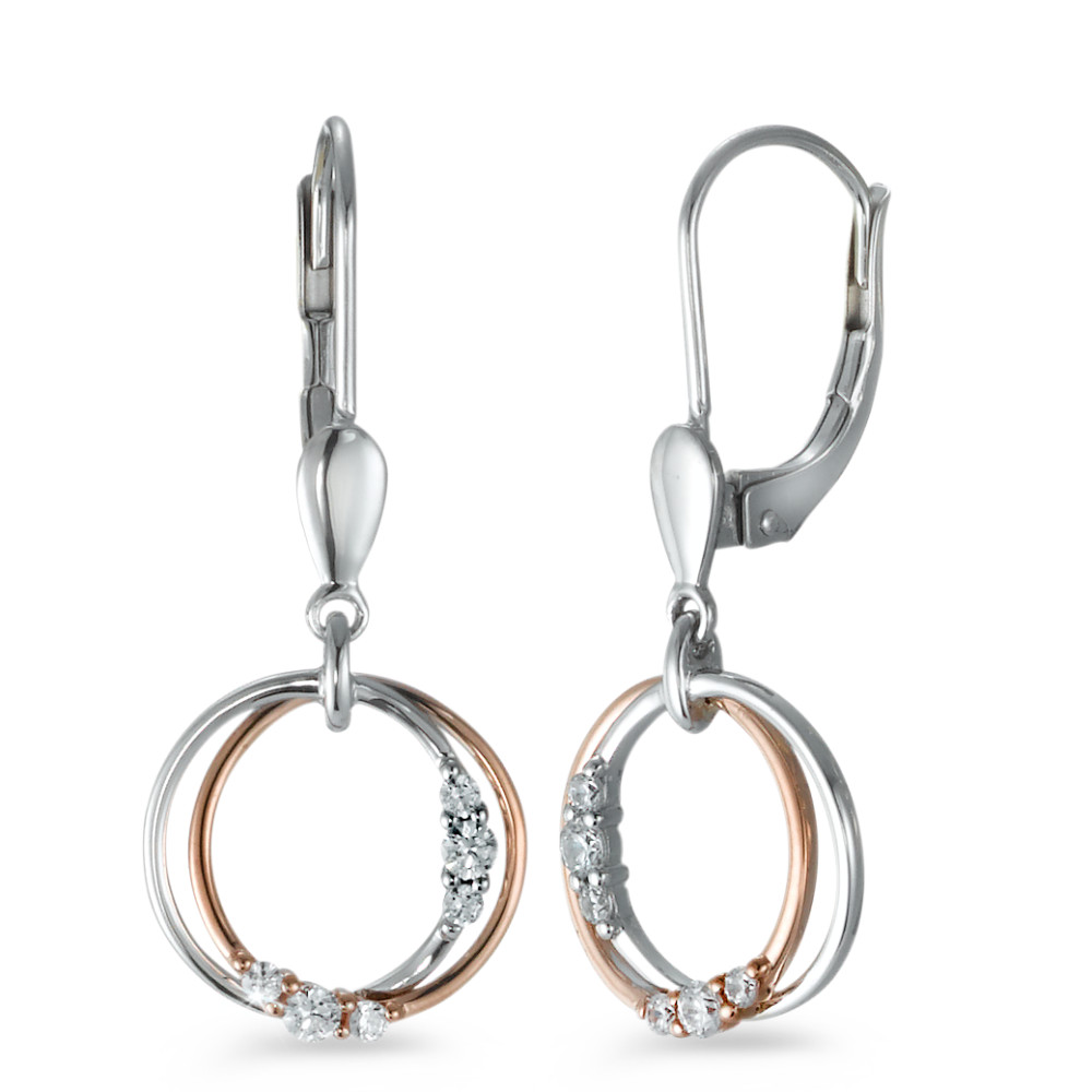Pendant d'oreilles Or blanc 9K, Or rouge 9K Zircone 12 Pierres Ø11 mm-573417