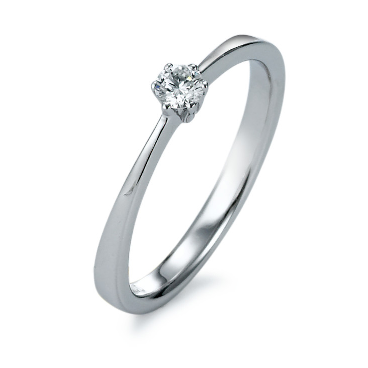 Bague solitaire Or blanc 18K Diamant 0.10 ct, brillant, w-si-573422