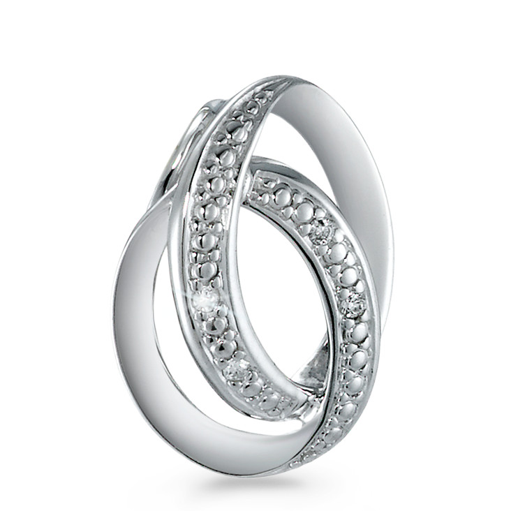 Pendentif Or blanc 18K Diamant 0.02 ct, 4 Pierres, brillant, p1-573430