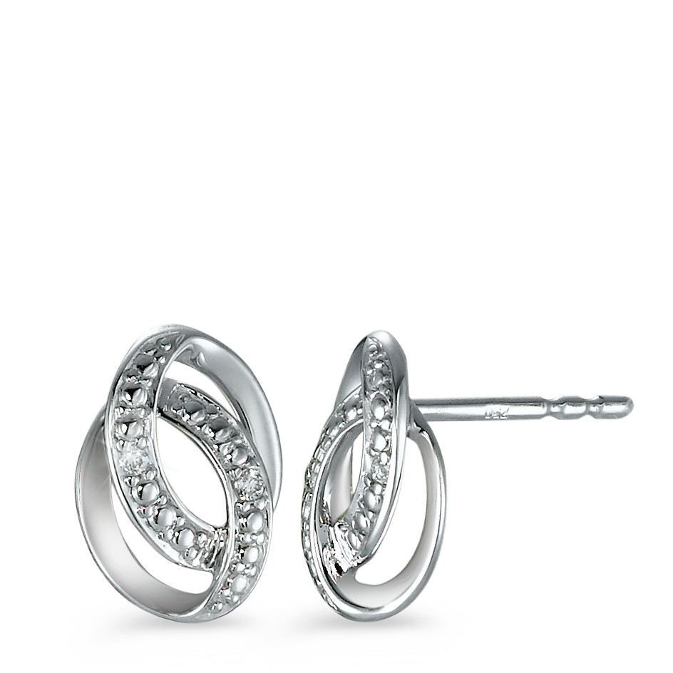 Clous d'oreilles Or blanc 18K Diamant 0.02 ct, 4 Pierres, brillant, p1-573431