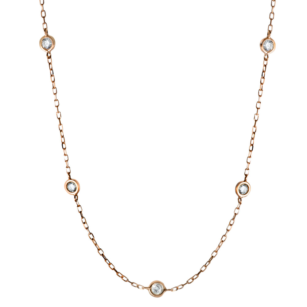 Collier Or rouge 18K Zircone 5 Pierres 42 cm-573553