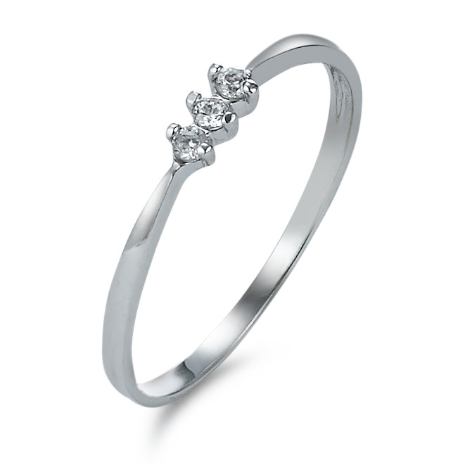 Bague solitaire Or blanc 18K Zircone 3 Pierres-573558