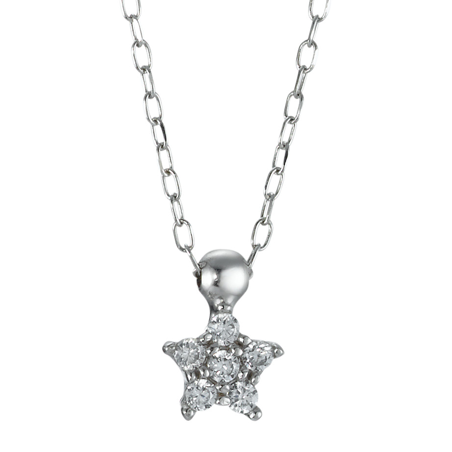 Collier Or blanc 18K Zircone 5 Pierres Étoile 40 cm Ø5 mm-573577
