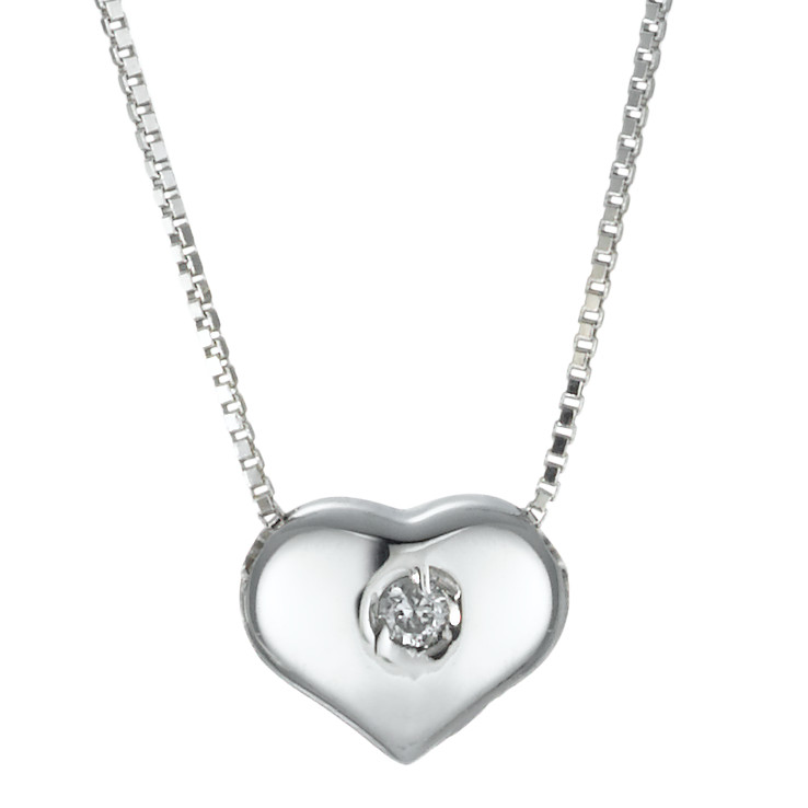 Collier Or blanc 18K Zircone Coeur 40 cm Ø6 mm-573581