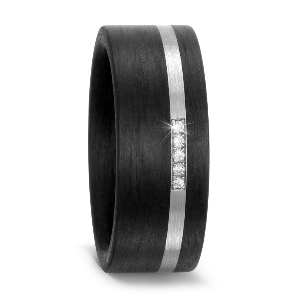 Bague Carbone, Titane Diamant 0.025 ct, 5 Pierres, w-si-573961