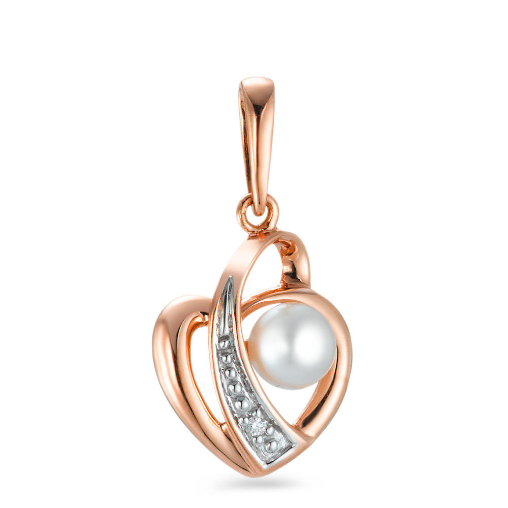 Pendentif Or rouge 18K Diamant 0.005 ct, w-si perle d'eau douce Coeur-574083