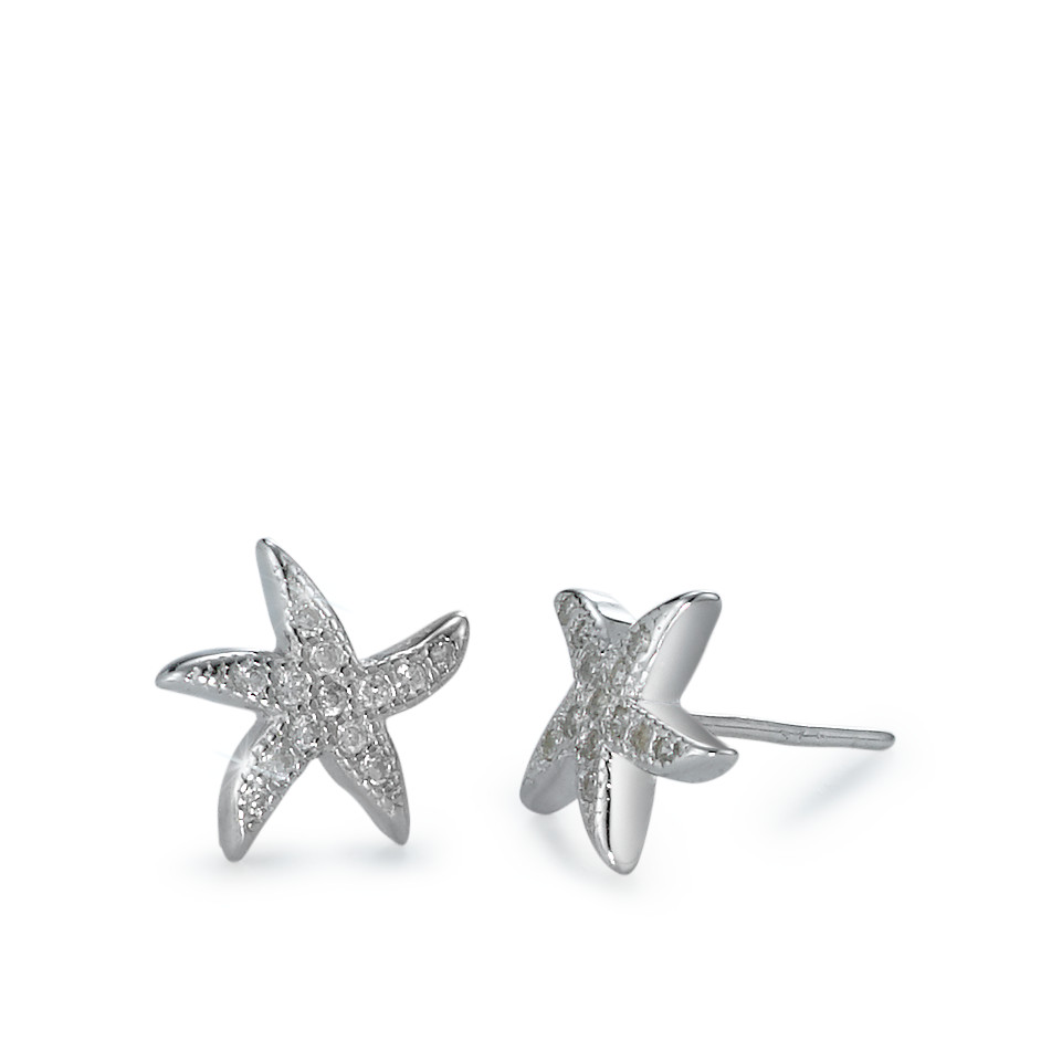 Clous d'oreilles Argent Zircone 24 Pierres Rhodié Ø9.5 mm-574097