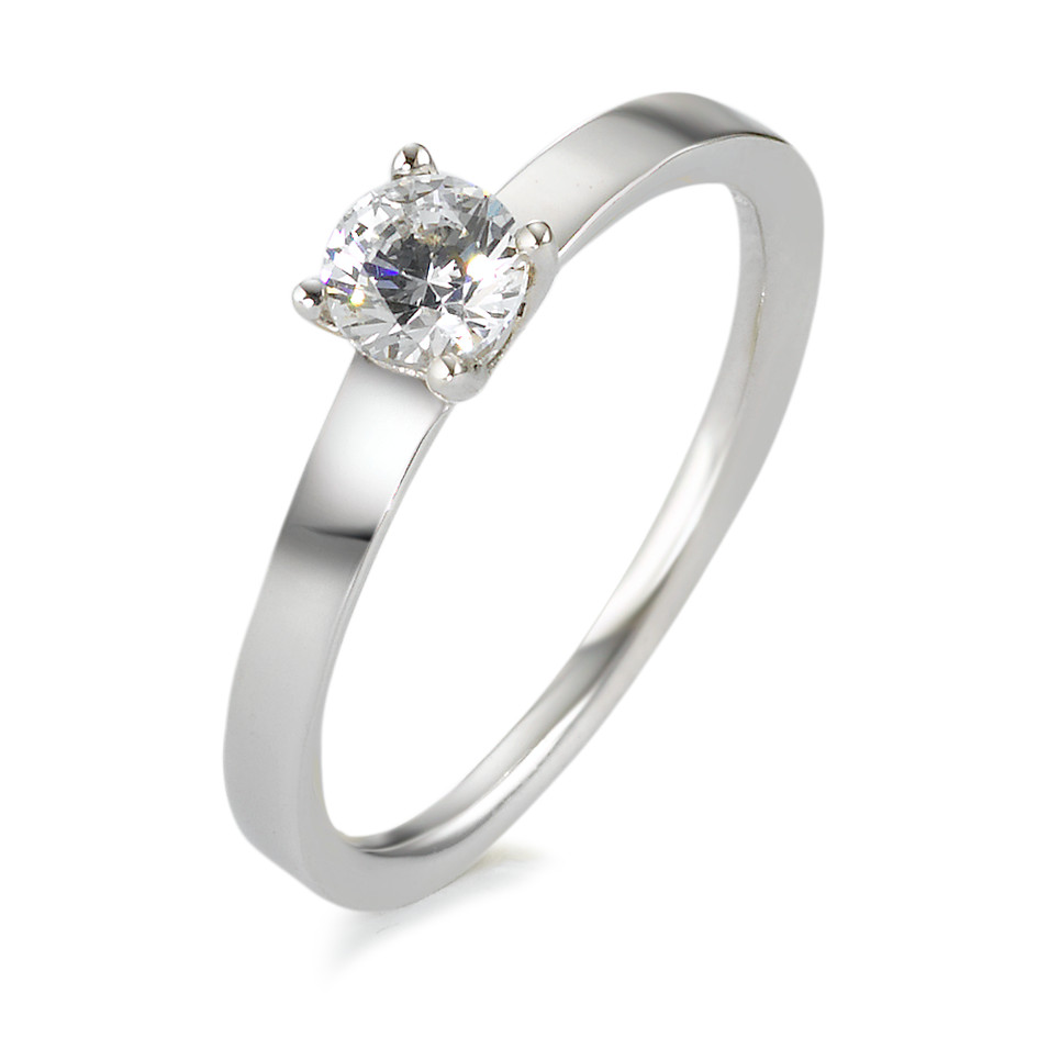 Bague solitaire Argent Zircone Rhodié-574437