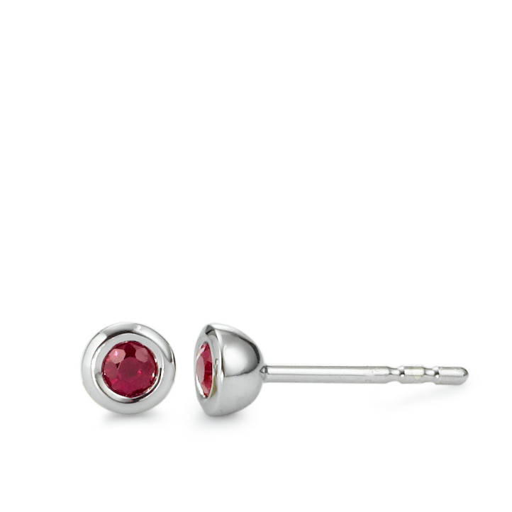 Clous d'oreilles Or blanc 9K Rubis 2 Pierres Ø4 mm-574707