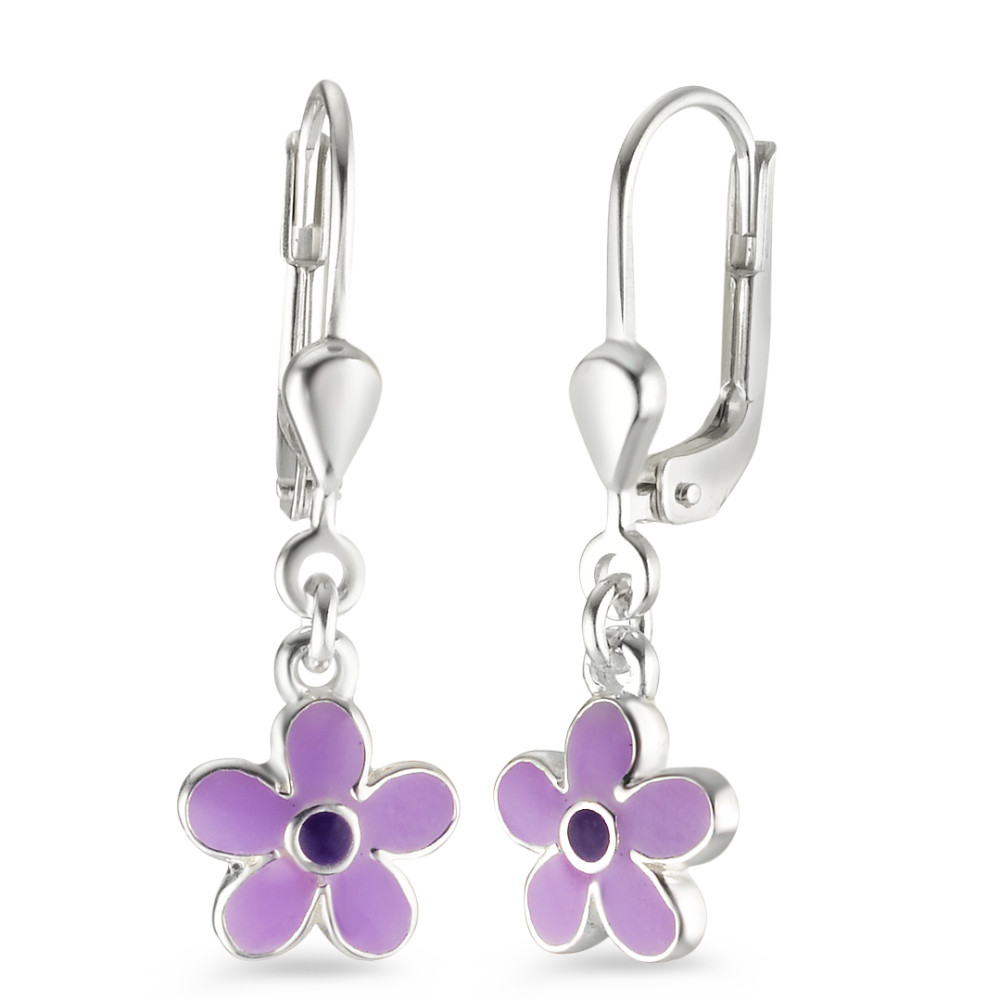 Pendant d'oreilles Argent Laqué Fleur-575365