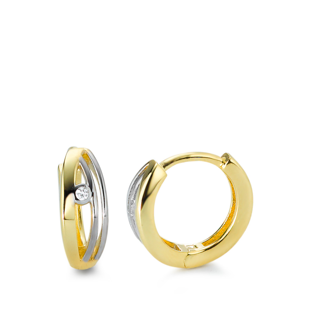 Créoles à charnières Or jaune 9K Zircone 2 Pierres-575724