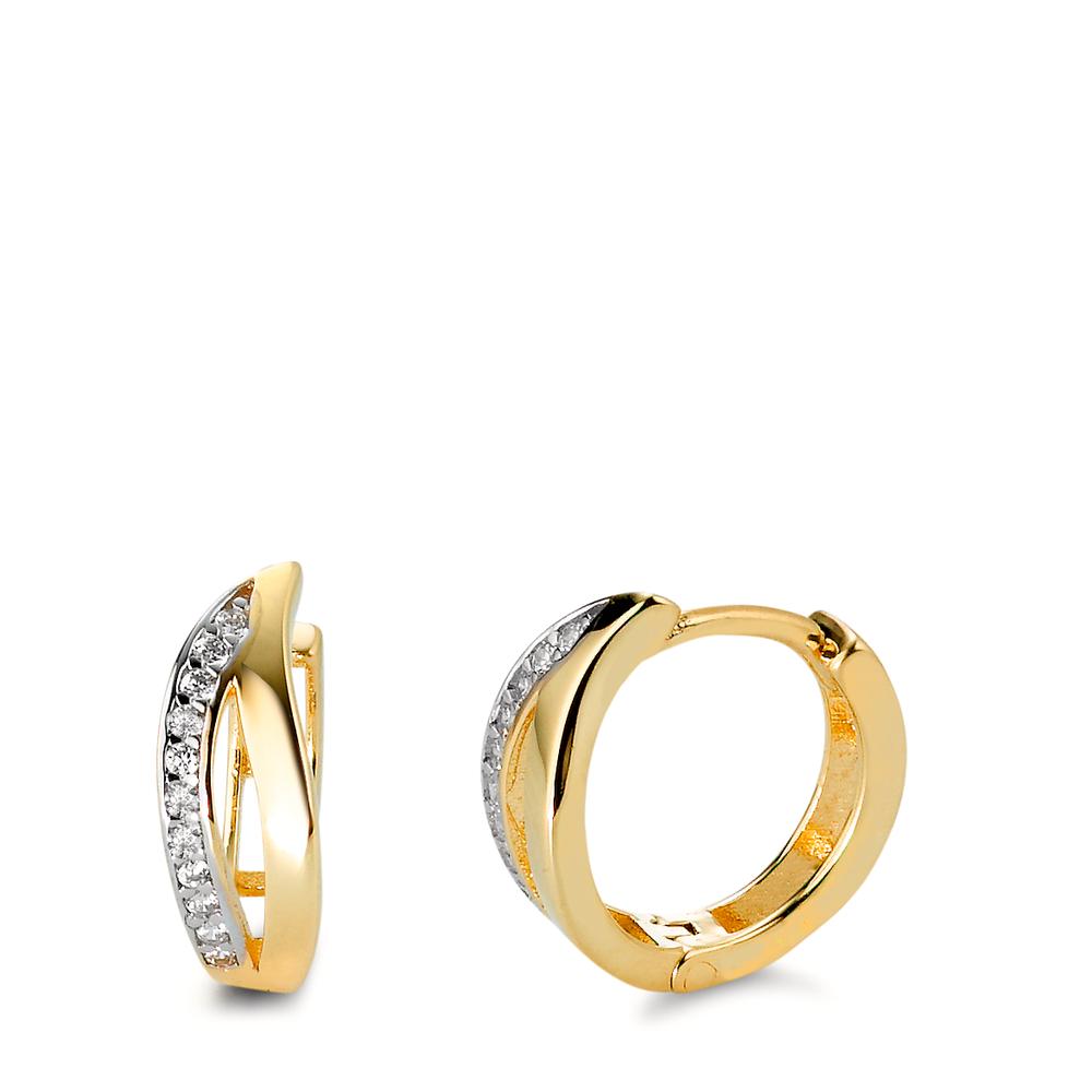 Créoles à charnières Or jaune 9K Zircone 22 Pierres Bicolore-575725