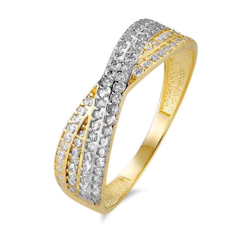 Bague Or jaune 9K Zircone Bicolore-575730