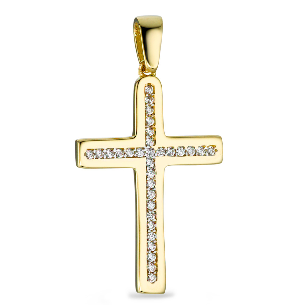 Pendentif Or jaune 9K Zircone 31 Pierres Croix-575745