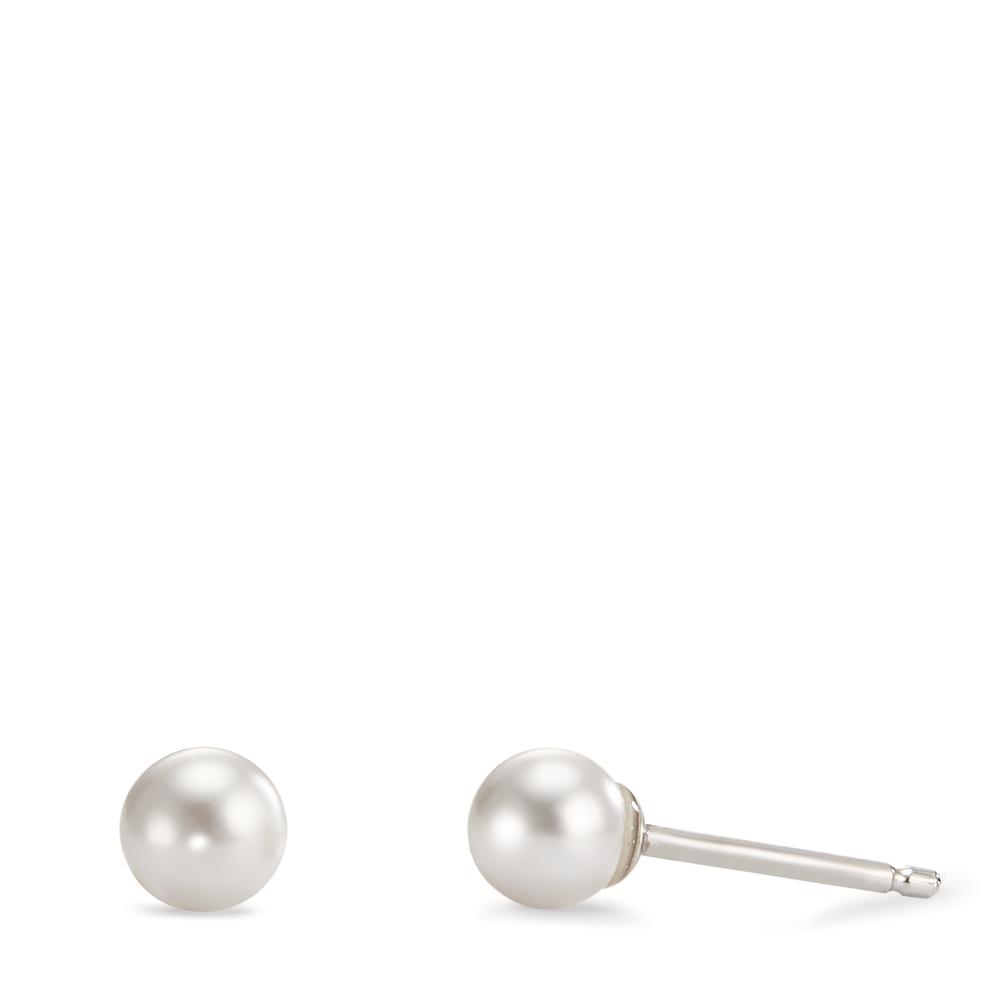 Clous d'oreilles Argent Rhodié [shining Pearls] blanc, 2 Perles, 5 mm-575789