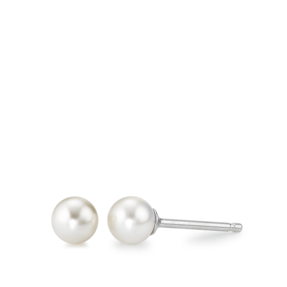 Clous d'oreilles Argent Rhodié [shining Pearls] blanc, 2 Perles, 5 mm-576198