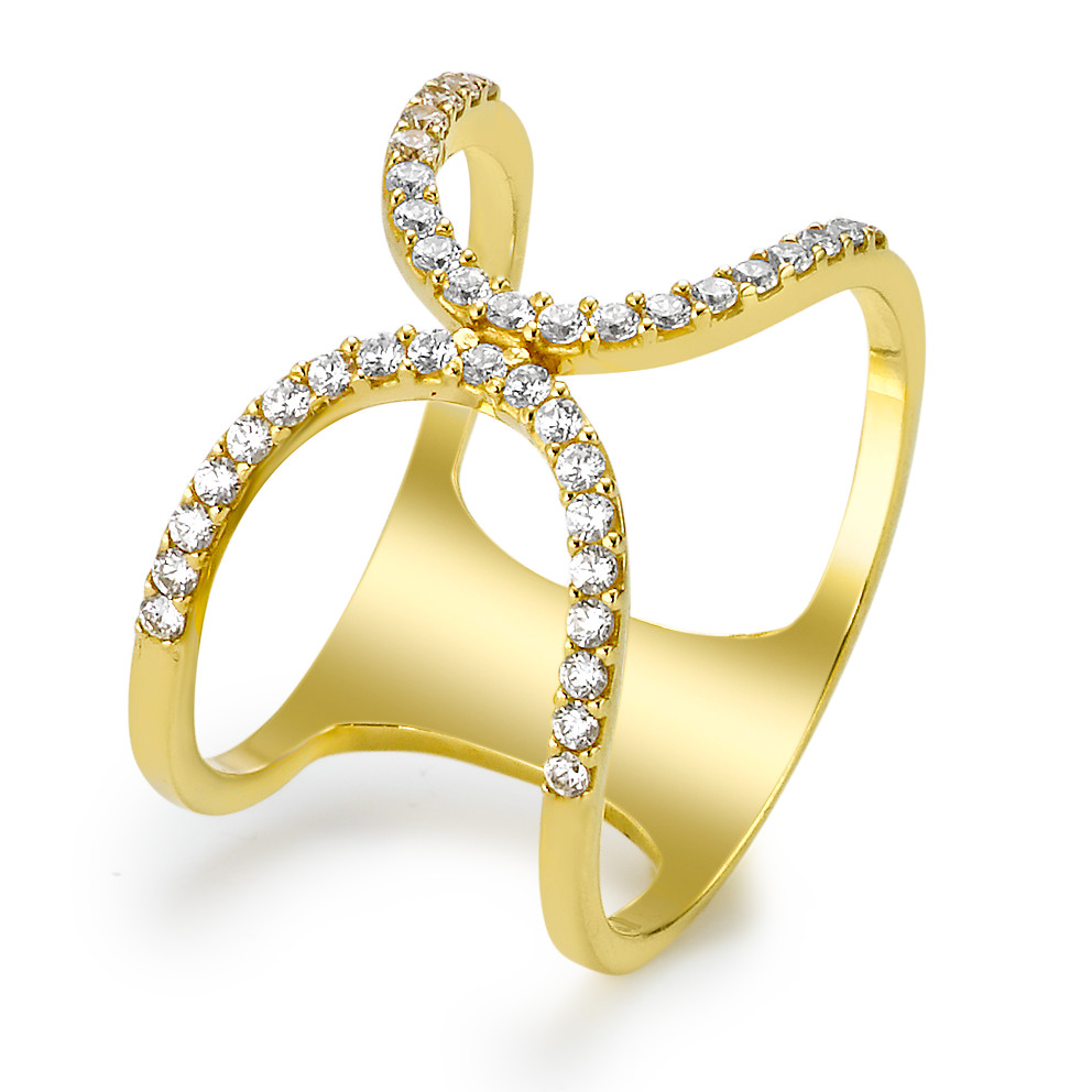 Bague Or jaune 18K Zircone 38 Pierres-577424