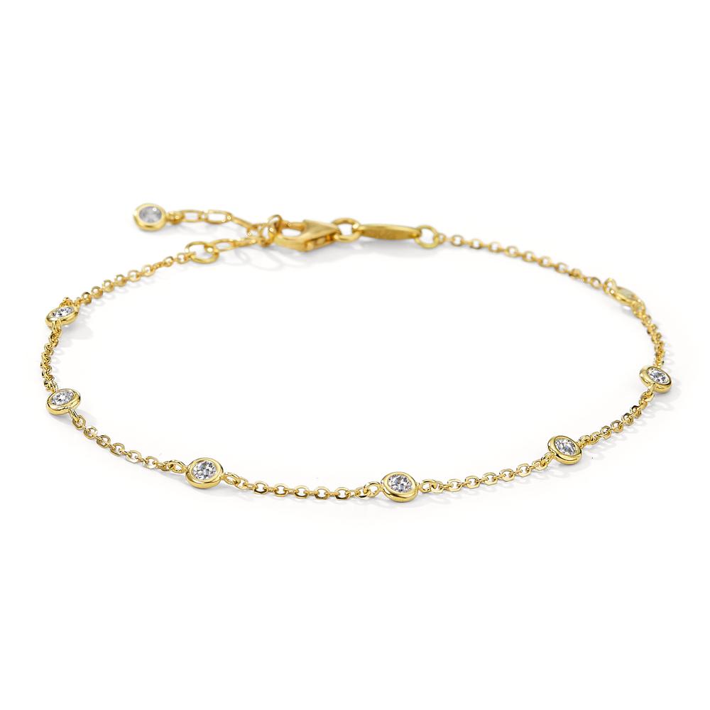 Bracelet Or jaune 18K Zircone 8 Pierres 16-18 cm Ø3 mm-577427