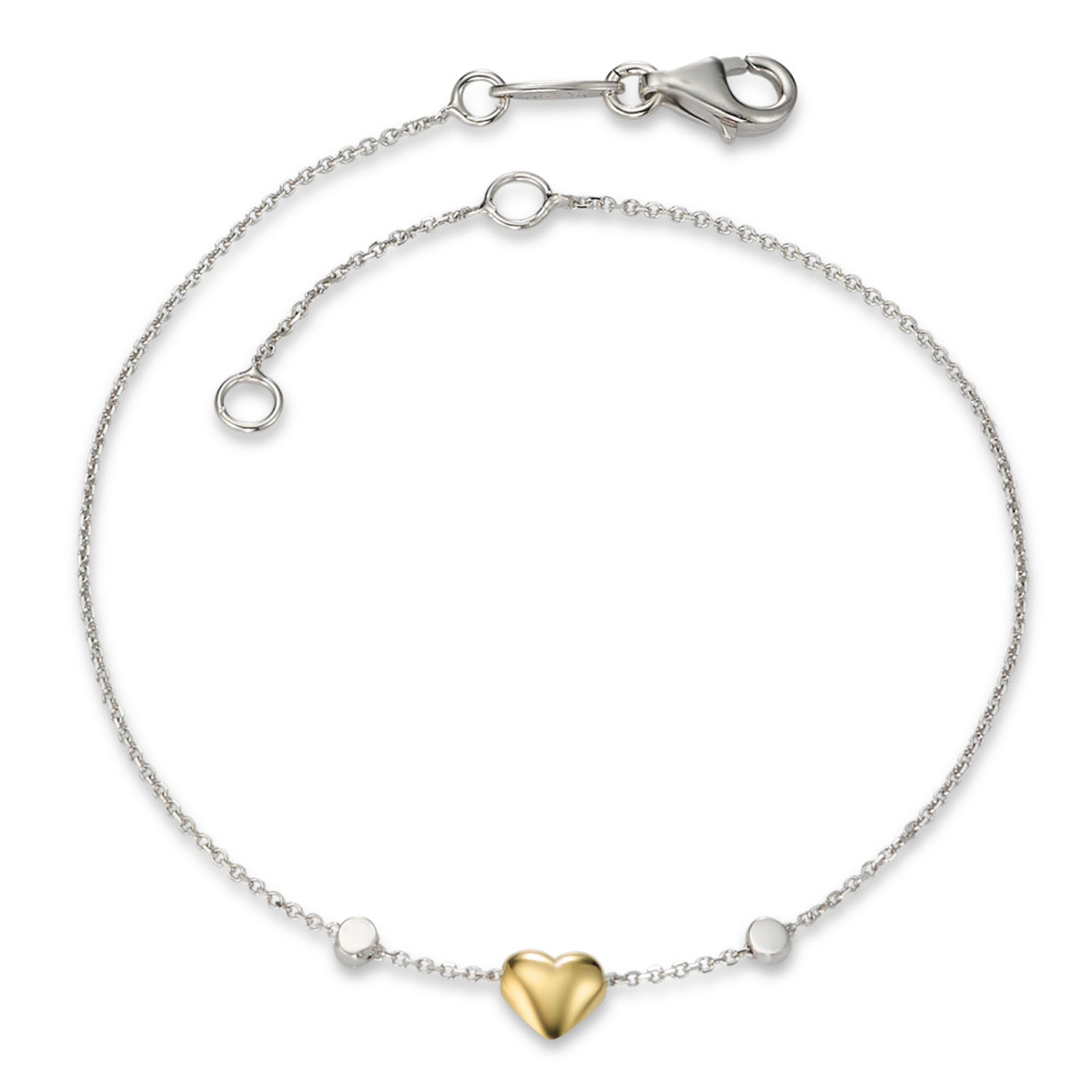 Bracelet Or blanc 18K, Or jaune 18K Coeur 16-18 cm Ø4.5 mm-577429