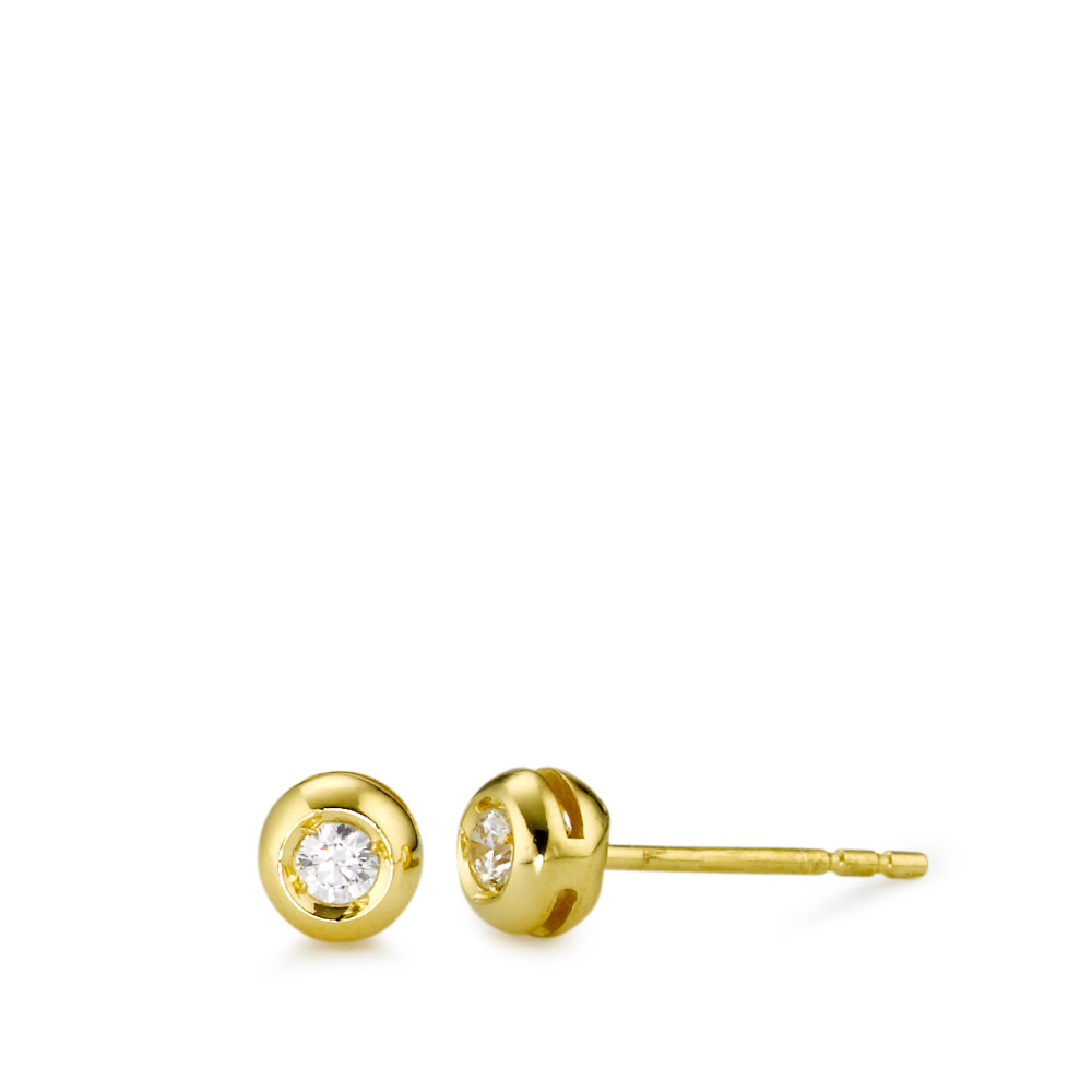 Clous d'oreilles Or jaune 18K Zircone 2 Pierres Ø4.5 mm-577436