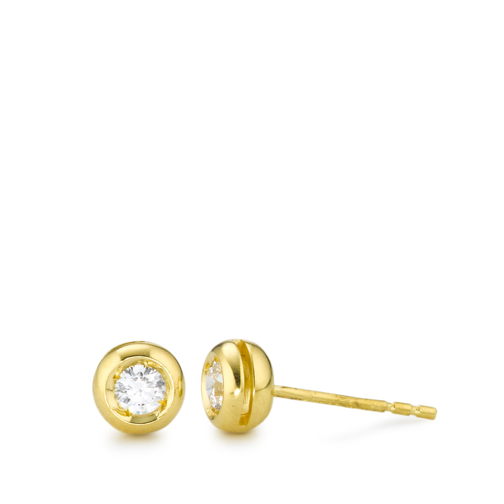Clous d'oreilles Or jaune 18K Zircone 2 Pierres Ø5.5 mm-577438