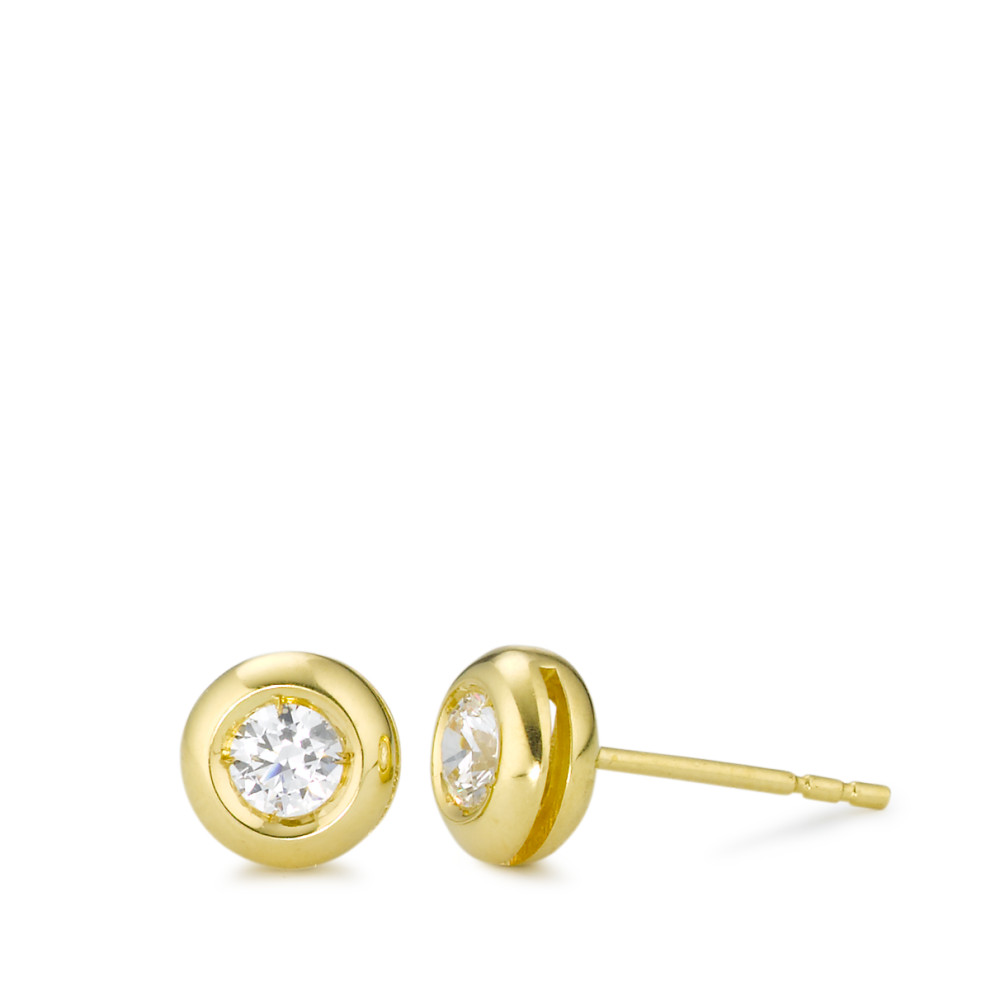 Clous d'oreilles Or jaune 18K Zircone 2 Pierres Ø6.5 mm-577439