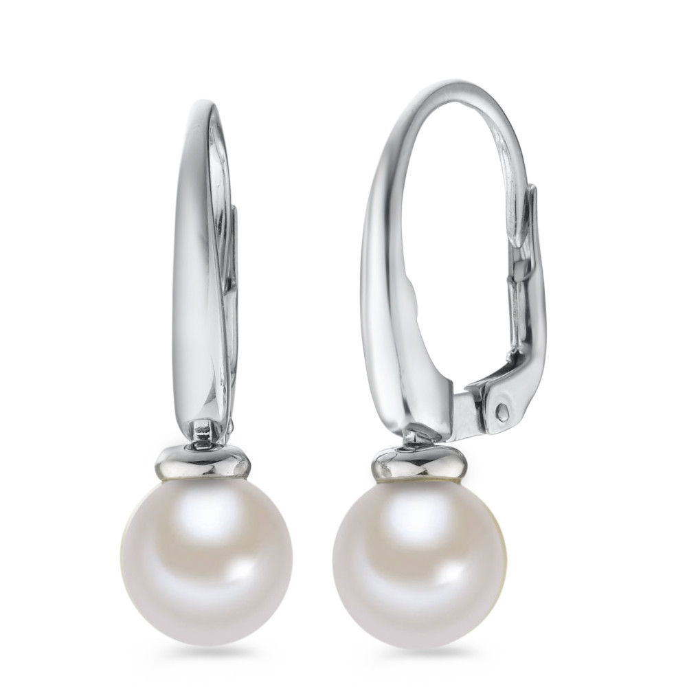 Pendant d'oreilles Or blanc 18K perle d'eau douce, 8 mm-577444