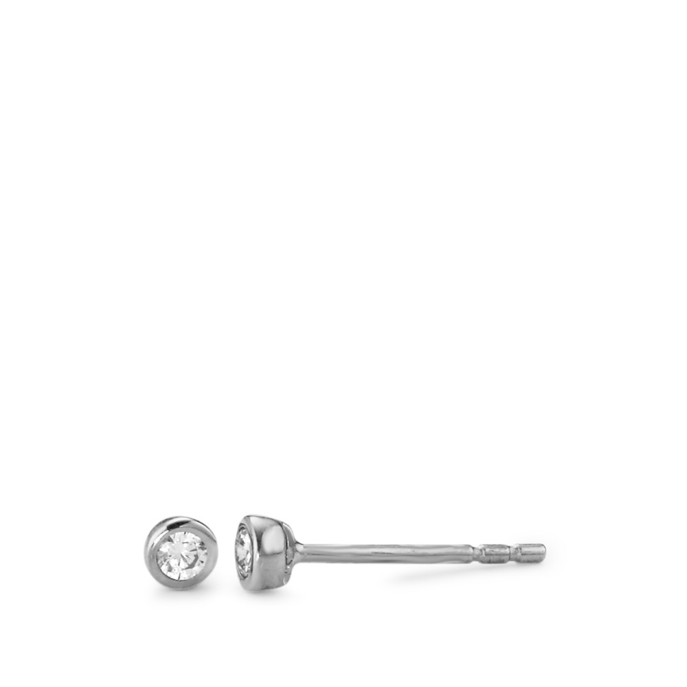 Clous d'oreilles Or blanc 18K Zircone 2 Pierres Ø3 mm-577448
