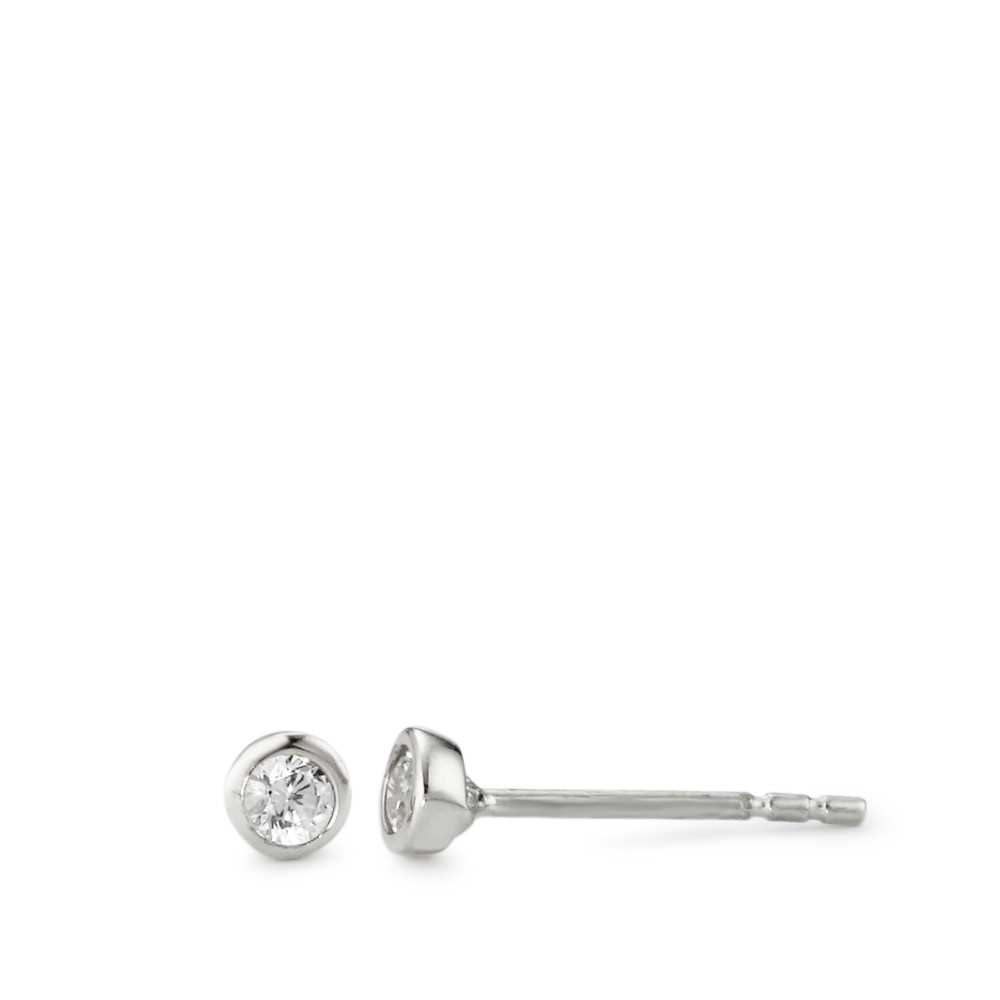 Clous d'oreilles Or blanc 18K Zircone 2 Pierres Ø3.5 mm-577449
