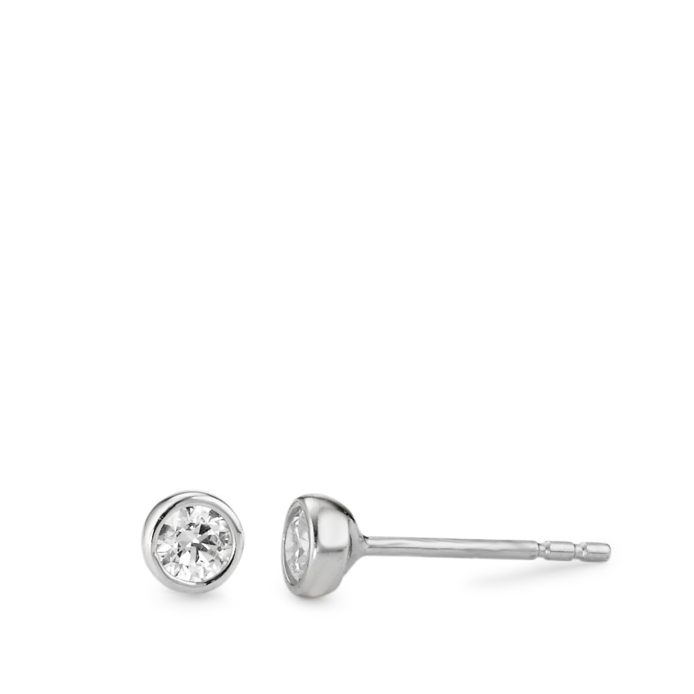 Clous d'oreilles Or blanc 18K Zircone 2 Pierres Ø4 mm-577452