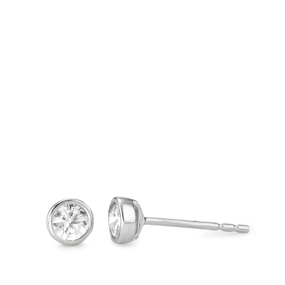 Clous d'oreilles Or blanc 18K Zircone 2 Pierres Ø4.5 mm-577454