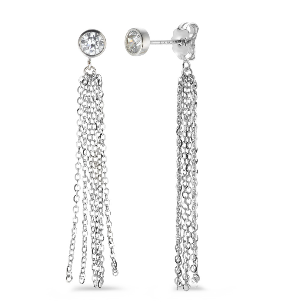 Ohrhänger 750/18 K Weissgold Zirkonia 2 Steine Ø5 mm-577464