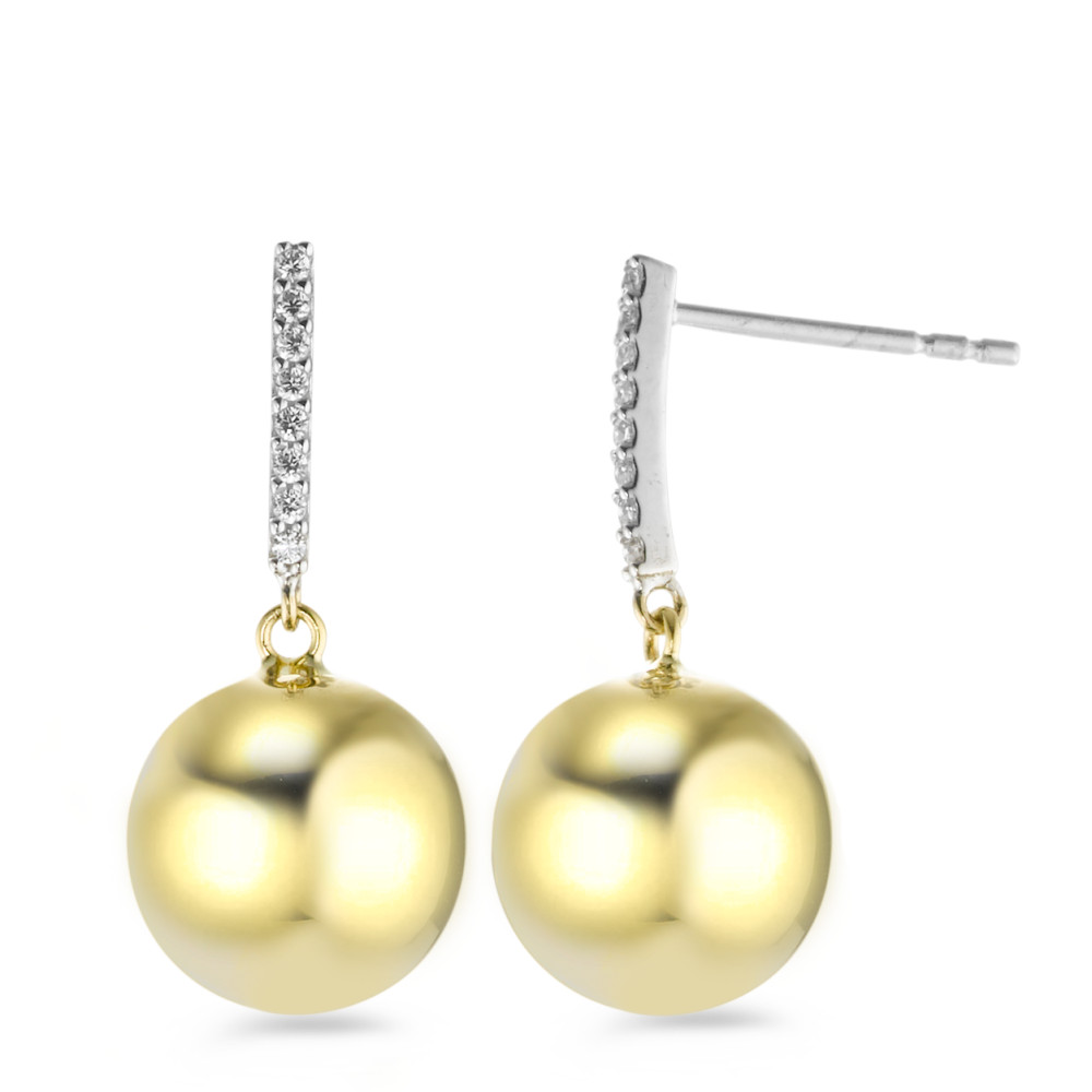 Pendant d'oreilles Or blanc 18K, Or jaune 18K Zircone 16 Pierres-577465