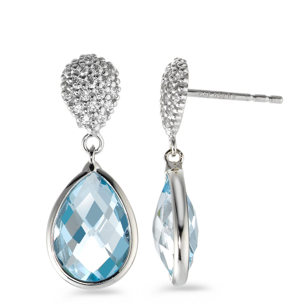 Pendant d'oreilles Or blanc 18K Topaze bleu, 2 Pierres-577466