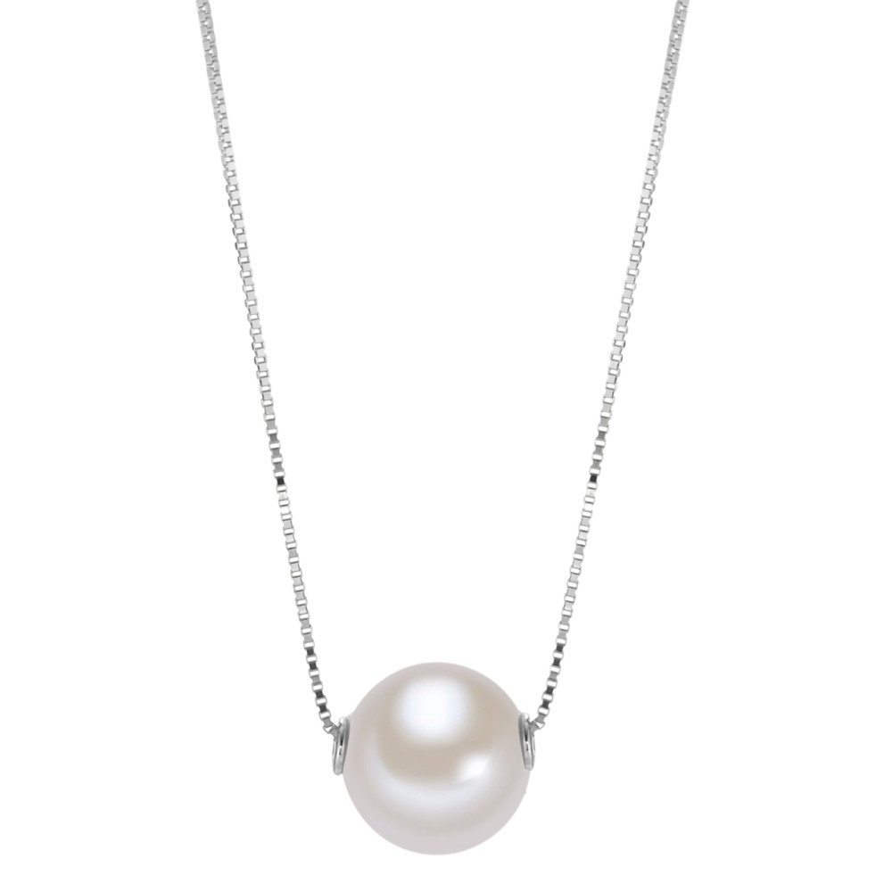 Collier Or blanc 18K perle d'eau douce blanc, 7.5 mm 40-42 cm-577491