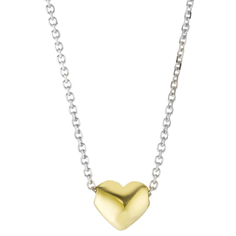 Collier Or blanc 18K, Or jaune 18K Coeur 42 cm Ø5 mm-577505