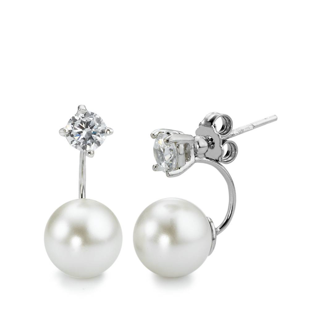 Pendant d'oreilles Argent Zircone blanc, 2 Pierres Rhodié-577874
