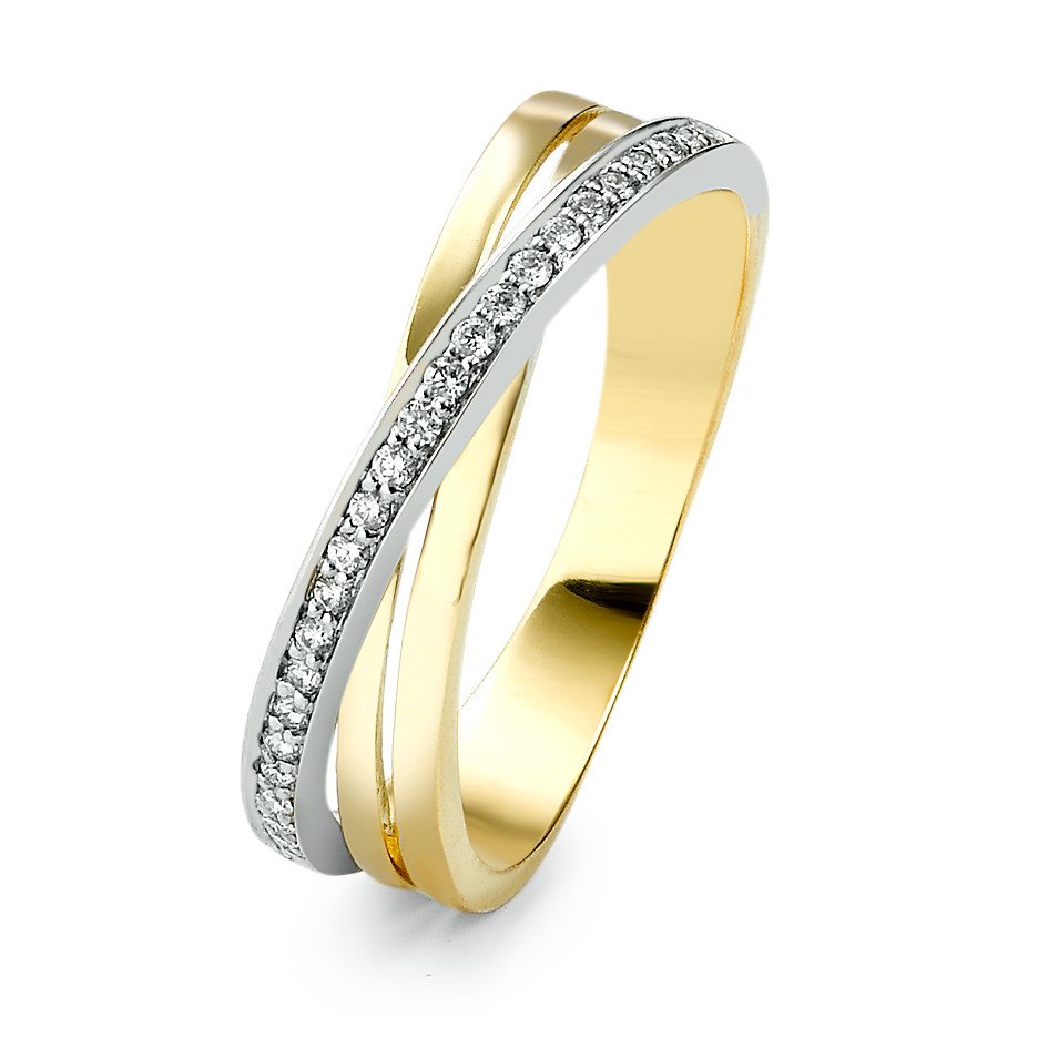 Bague Or jaune 18K, Or blanc 18K Diamant 0.12 ct, 25 Pierres, w-si-577921