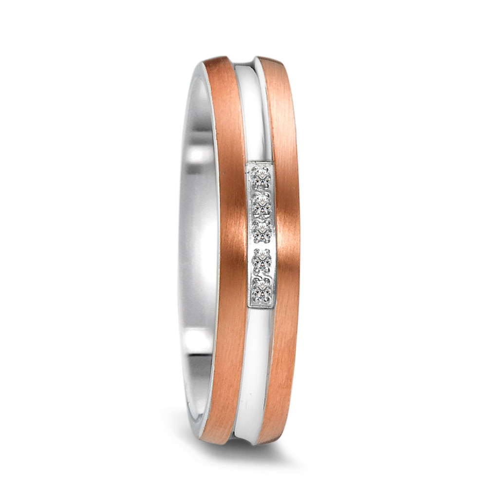 Bague Acier inoxydable Zircone 5 Pierres PVD-578290
