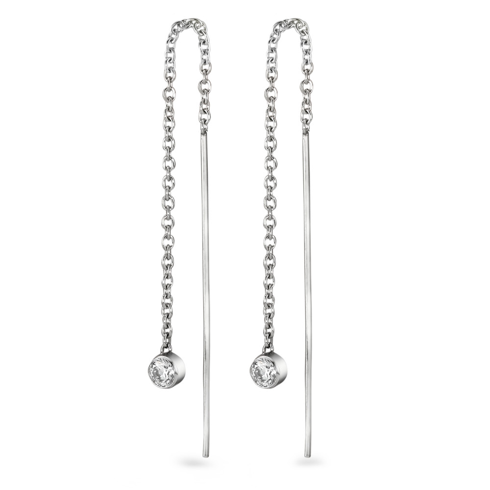 Boucles d'oreilles pendantes Acier inoxydable Zircone 2 Pierres 10 cm-578296