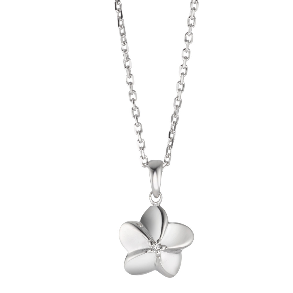 Chaînette avec pendentif Argent Zircone blanc Rhodié Fleur 38-40 cm Ø11 mm-580113