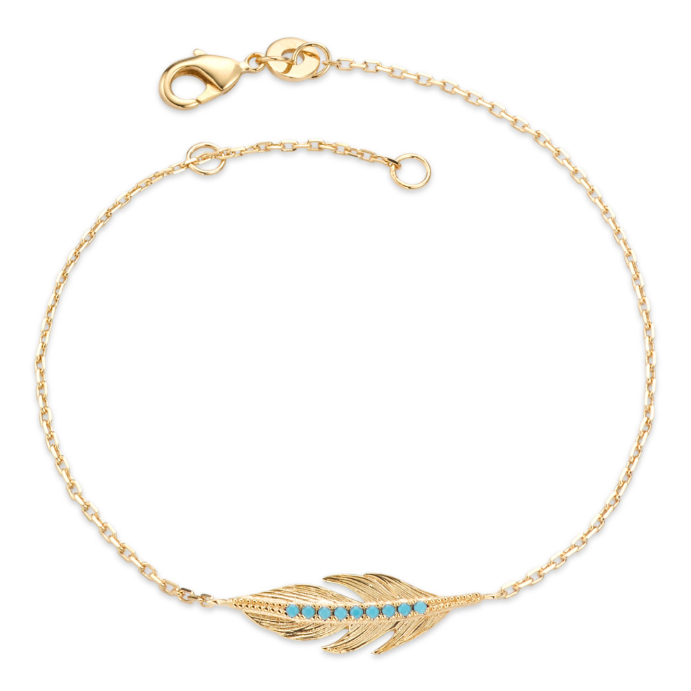 Bracelet Bronze Zircone turquoise Plaqué or 16-18 cm-580234