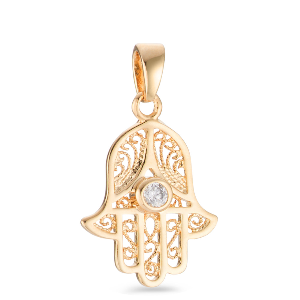 Pendentif Bronze Zircone 2 Pierres Plaqué or Fatima-580284