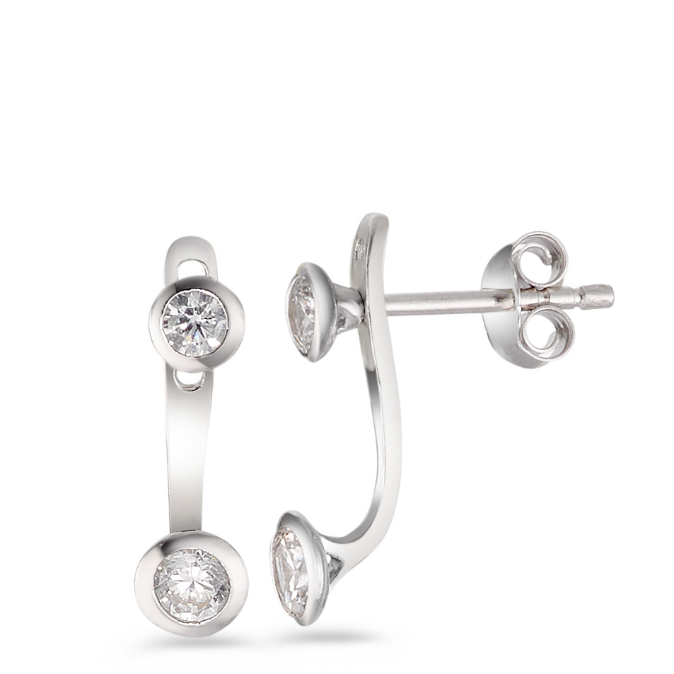 Clous d'oreilles Argent Zircone 4 Pierres Rhodié-580411